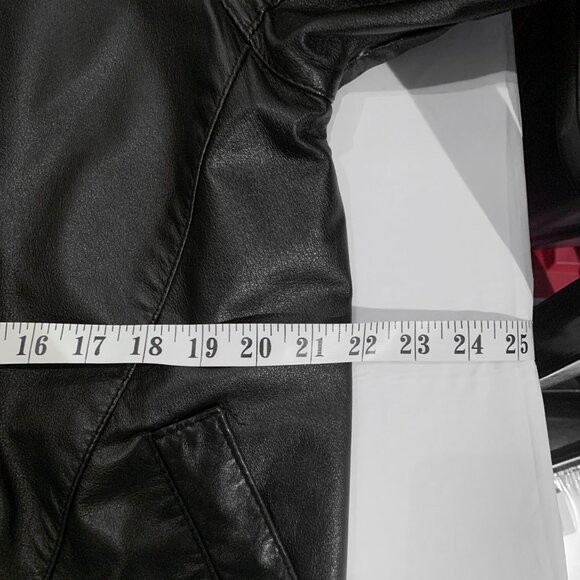 VINTAGE The LEATHER Ranch Black Luxury Designer Retro Leather Coat Women's Large - Picture 3 of 6